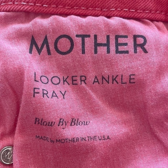 MOTHER Looker Ankle Fray Jeans Firecracker Red Distressed Women’s Size 26 - Picture 11 of 14
